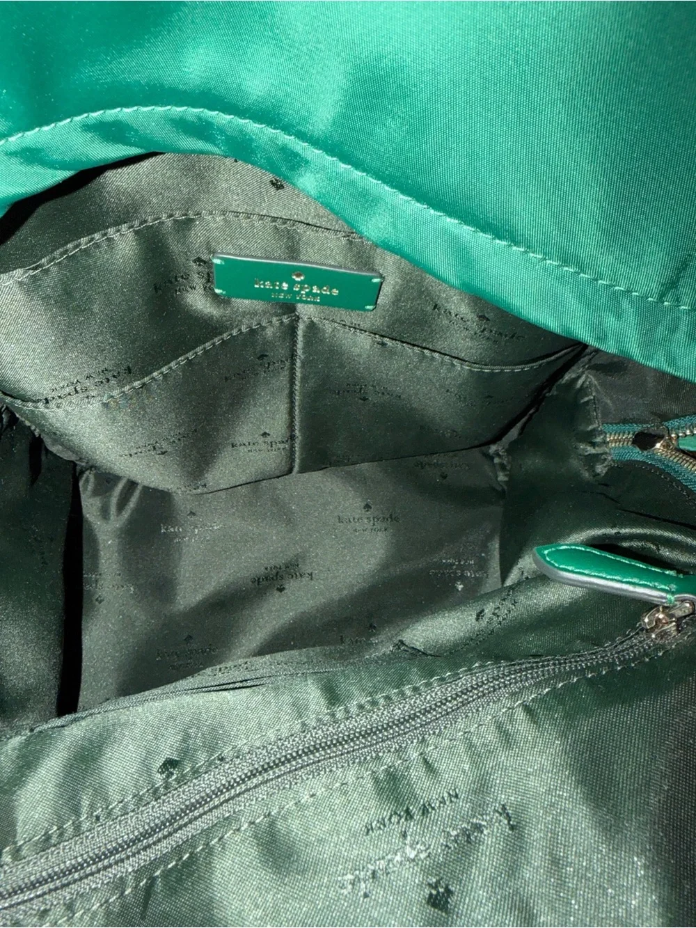 kate spade teal nylon backpack with gold hardware - Picture 2 of 3